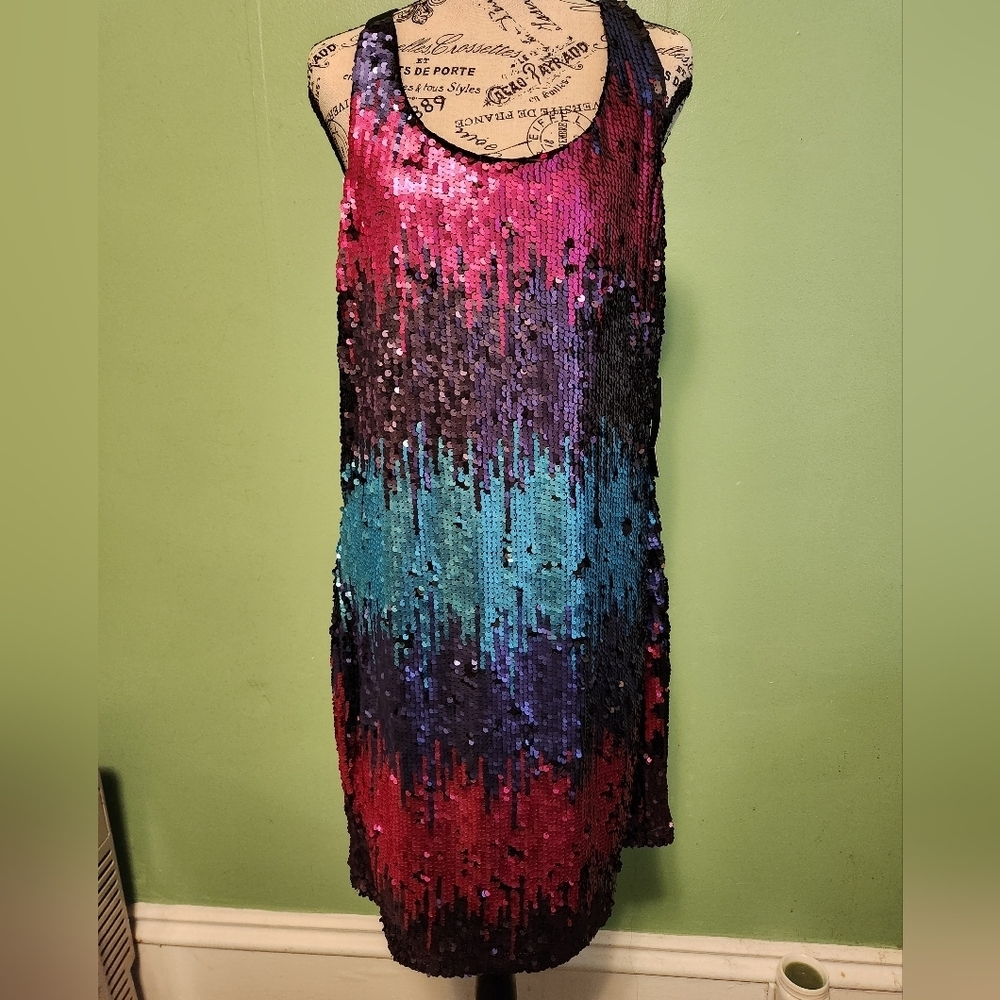 VENUS Sequin Racerback Dress Fuschia Blue Purple Black NWT Size XL